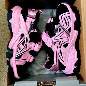Balenciaga Pink and Black Track Sandals